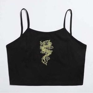 Cropped cami with dragon embroidery